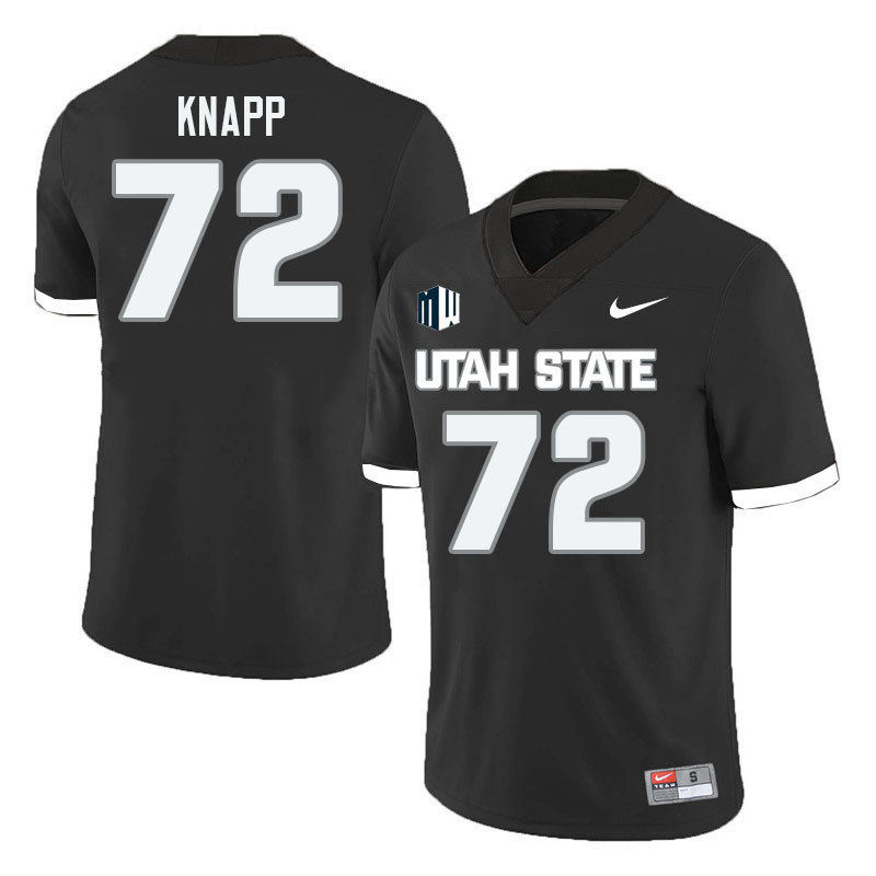 Utah State Aggies #72 Calvin Knapp College Football Jerseys Stitched Sale-Black